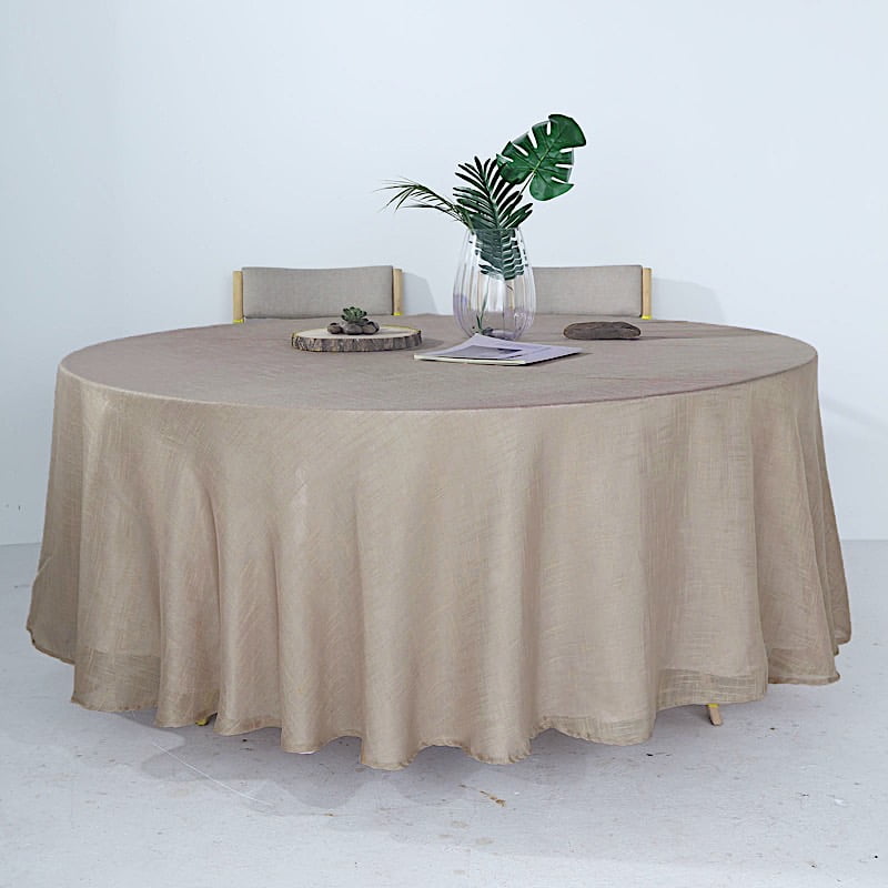 BalsaCircle 108-Inch Round Premium Polyester Faux Burlap Tablecloth Party Wedding Reception ...