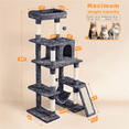 thumbnail image 5 of Renwick 54″ Tall Multilevel Plush Cat Tree with Hammock Scratching Posts, Dark Gray, 5 of 9