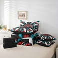 thumbnail image 6 of Manfei Boys Girls Bohemian Aztec Feather 7pcs Bedding Comforter Set,Exotic Style Queen Bedding Sets Super Cozy,Black Red Teal White Queen Sheet Sets,Microfiber Bedroom Decor,Reversible, 6 of 8