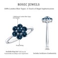 thumbnail image 5 of Rosec Jewels Real London Blue Topaz Flower Engagement Ring - Cluster Ring for Women - AAA Grade - Ready to Gift with Jewelry Box, 14K White Gold, US 7.50, 5 of 8
