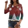 thumbnail image 5 of Garbnen Christmas Sweatshirt for Women Xmas Womens 3/4 Sleeve Shirt Christmas Tree Print S-5xl Plus Size Tunic Tops for Women Funny Fall Winter Womens Blouses, 5 of 8