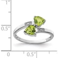 thumbnail image 4 of Sterling Silver Rhodium Peridot & Diamond Heart Ring (Size 6) Made In India qdx811-6, 4 of 5
