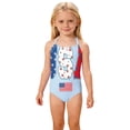 thumbnail image 2 of CCRFTGI 4th of July Girls Swimsuit Summer Beach Bathing Suit One Piece Patriotic America Flag Swimwear Beach Adjustable Strap Girls Clothes Bathing Suits for Kids Light Blue 5-6 Years, 2 of 8