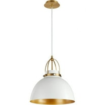 823-0880-Quorum Lighting-1 Light Pendant In contemporary Style-16.25 Inches Tall and 15 Inches Wide-Studio White/Aged Brass Finish -Traditional
