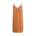 thumbnail image 4 of ZHOGXU Dresses For Women Spaghetti Strap Sleeveless V Neck Solid Color Backless Loose Fit Comfortable Summer Maxi Dress For Casual Daily Wear,Orange,Xxl, 4 of 8