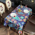 thumbnail image 6 of Blue Paisley and Floral Pattern Rectangle Tablecloth 60"x102",Waterproof Polyester Rectangle Table Cloth, Wipeable Spillproof Polyester Tablecloth for Dining, Camping, Indoor and Outdoor, 6 of 6