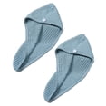 thumbnail image 1 of Paquete de 2 pañuelos para el pelo largo tipo gofre, de tela de rizo, de absorción rápida y secado rápido, para cabello mojado de mujer, 1 of 5