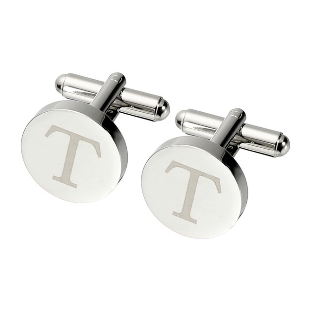 Uxcell Gemelos Iniciales, Gemelos Clásicos de Letras T de Cobre para Hombres, 26 Letras A-Z, Regalos para Padres, Esposos, Bodas, Negocios y Cumpleaños, Plateado