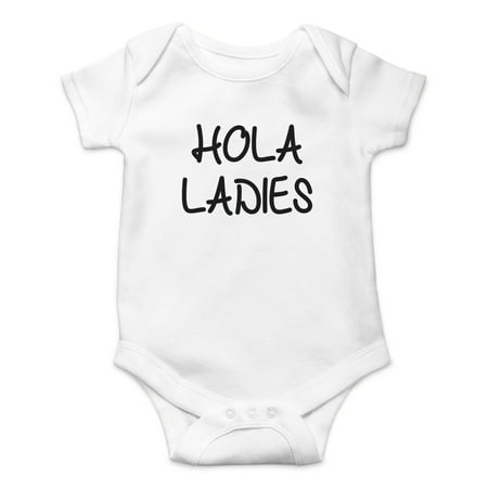 

Hola Ladies - Funny Spanish Saying I m Handsome and I Know It - Cute One-Piece Infant Baby Bodysuit