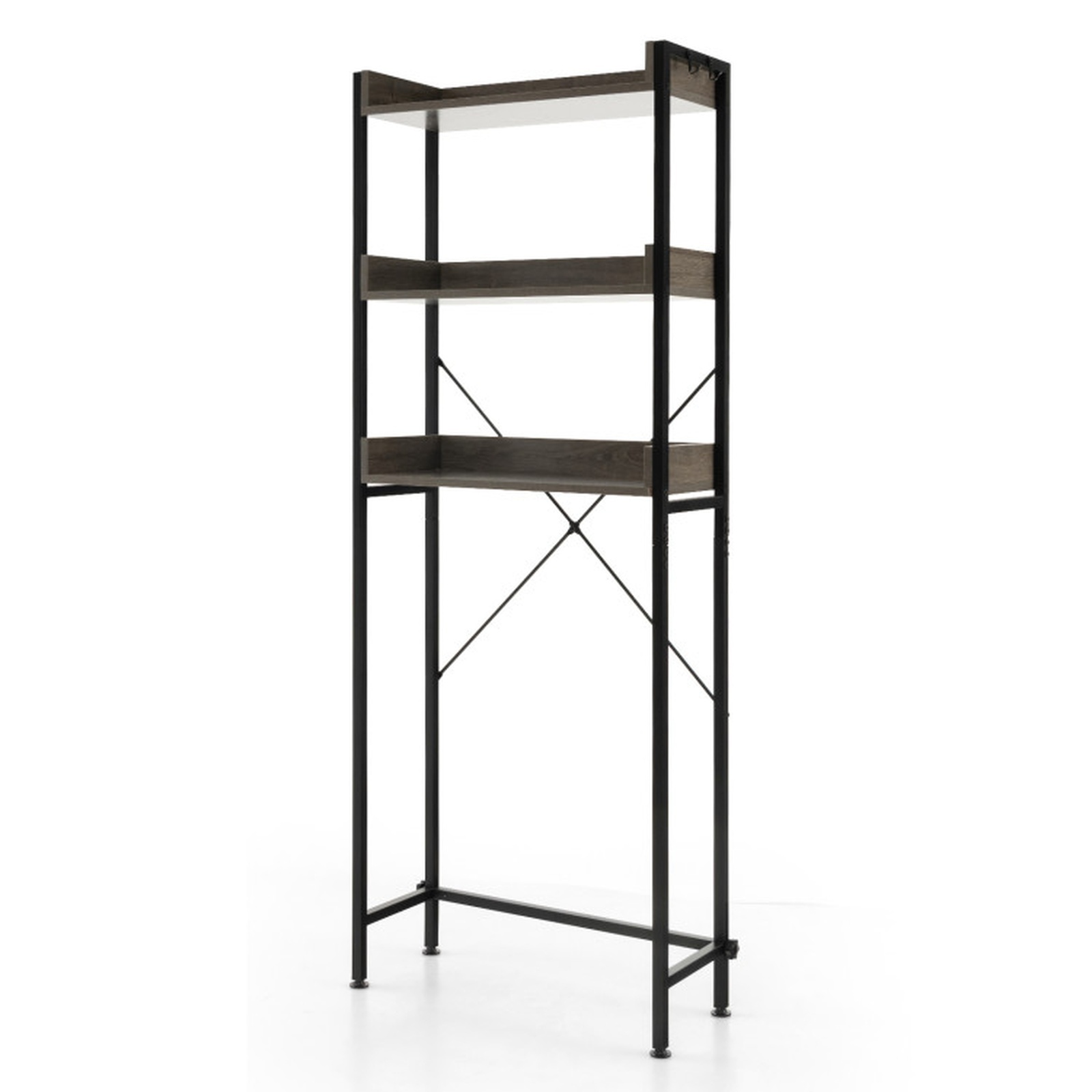 Vebreda Over-the-Toilet Storage, Over The Toilet Storage Rack with Hooks and Adjustable Bottom Bar, Large Storage Space, Make Full Use of Space
