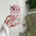 thumbnail image 1 of Cute Cartoon Glitter Crystal Flash Diamond Sanrio Hello Kitty Phone Case For iPhone 15 14 13 12 11 Pro Max Soft Leather Cover RJ, 1 of 7