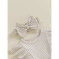 thumbnail image 6 of Musuos Newborn Girl Outfit, 3 6 9 12 18M Long Sleeve Crew Neck Bow A-line Romper Dress with Headband Clothes, 6 of 10