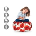 thumbnail image 2 of Poppy Flower Storage Toy Bag Chair, Springs Ladybugs Animals and Plants Flora Fauna Nature, Stuffed Animal Organizer Washable Bag, Large Size, Orange Olive Green White, by Ambesonne, 2 of 3