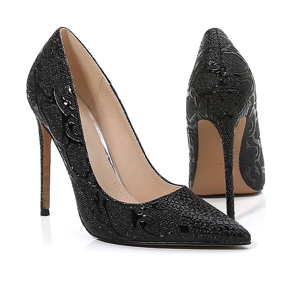 AUDeals Women's Pointed Toe Heels, Closed Toe Dress Shoes with Stiletto Comfort for Evening Party, Wedding and Office Wear (Black, 7)