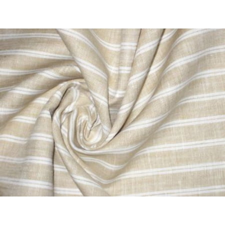 Superb Quality Linen Club Beige with 2 white horizontal stripe Fabric ~ 58quot; wide
