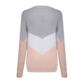 thumbnail image 4 of Women's Knit Sweater Colorblock Print Round Neck Long Sleeve Drop Shoulder Crochet Tops Fall Winter Casual Jumper, 4 of 5