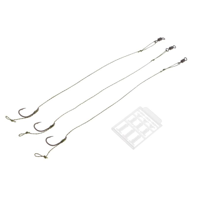 6x Stainless Steel Carp Hair Rigs Braided Line Curved Barb Clips With Hook Set 