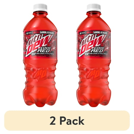(2 pack) Mountain Dew Code Red Cherry Soda Pop, 20 oz Bottle