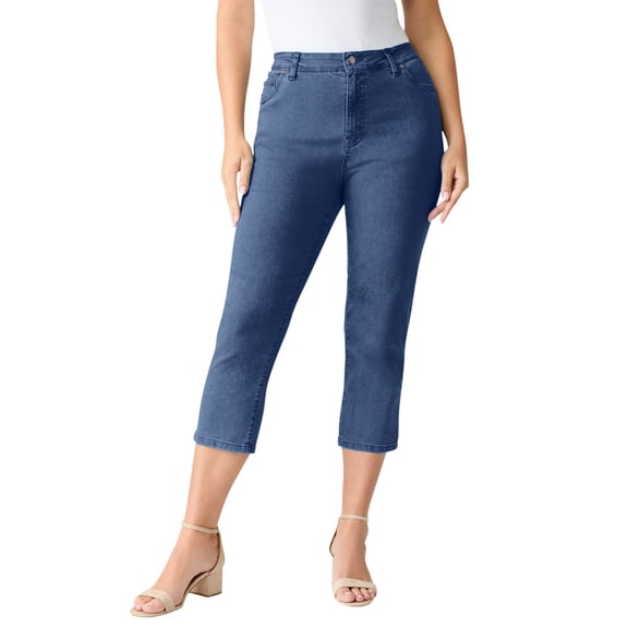 Roaman's Women's Plus Size Petite Plus Size 24/7 Stretch Capri Jean