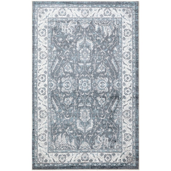 Nourison Astra Machine Washable 3'3" x 5' Slate Vintage Indoor Area Rug