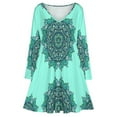 thumbnail image 2 of RWJDXD Robe Ample et Confortable en Été mandala Bleu Robe Surdimensionnée Col en V Robe de Plage Robes Manches Longues Robe de Bal 2024, 2 of 6