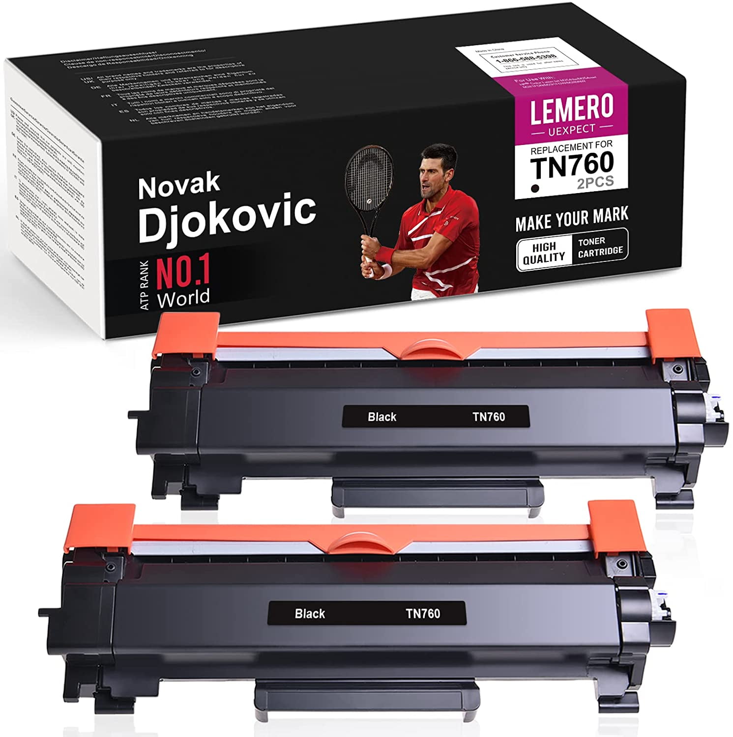 EXCERCUS Compatible for Brother TN-760 TN760 TN730 Toner Cartridge Replacement for Brother HL-L2390DW MFC-L2710DW MFC-L2730DW DCP-L2550DW MFC-L2750DW with Chip 2 Pack, Black 