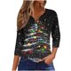 thumbnail image 2 of Puntoco Blusa informal de cuello redondo con mangas 3/4 cortas y estampado a la moda para mujer, 2 of 5
