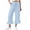 Sky Blue, variant on Linen Pants Women Summer Casual Ruffle Hem Wide Leg Drawstring Elastic Waist Capri Pants with Pockets Beach Vacation Travel Pants M