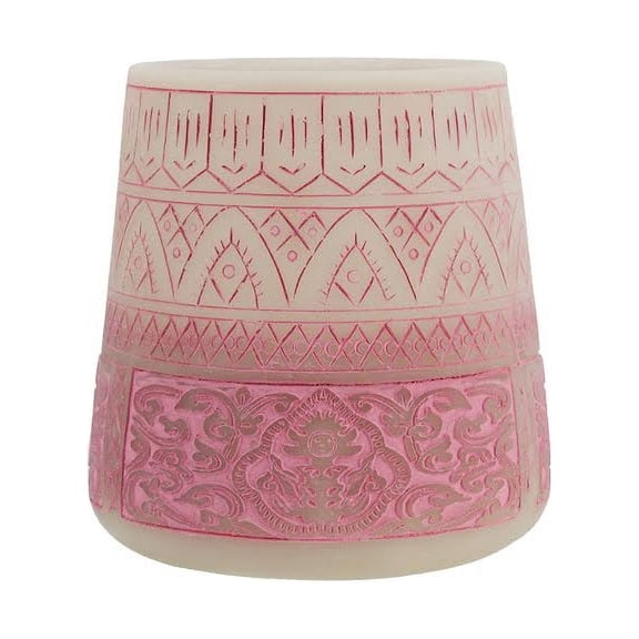 Midwest 5.5" Petit Bazaar Etched Moroccan Pink Decorative Pillar Candle Holder