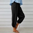 thumbnail image 1 of Pantalones Sueltos De Mujer Pantalones recortados de moda para mujer Pantalones de pierna ancha con bolsillos cómodos (Negro L) Cgtredaw Para estrenar, 1 of 1