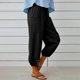 thumbnail image 5 of Pantalones recortados de moda para mujer Pantalones de pierna ancha con bolsillos cómodos (Negro S) FLhrweasw Para estrenar, 5 of 8