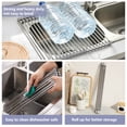 thumbnail image 6 of ReLuien Roll Up Dish Drying Rack, 16.5" x 15.1" Foldable Stainless Steel Dish Drainer Mat,Multipurpose Roll Up Sink Drying Rack for Kitchen Sink, 6 of 8