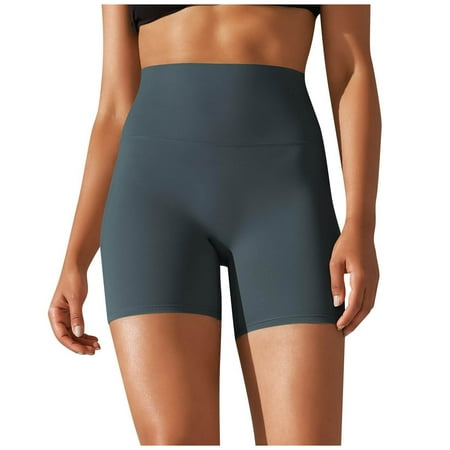 Olyvenn Start off 2024 Women s High Waist Yoga Shorts Tummy Control Workout Running Biker Hot Pants Yoga Shorts for Women Trendy 2024 Navy 2