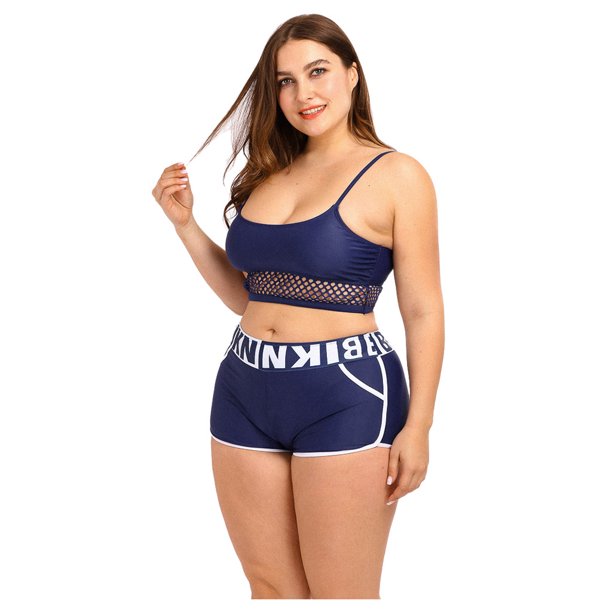 Egmy Women Plus Size High Waisted Bikini Style Two Piece Swimsuits Walmart.com
