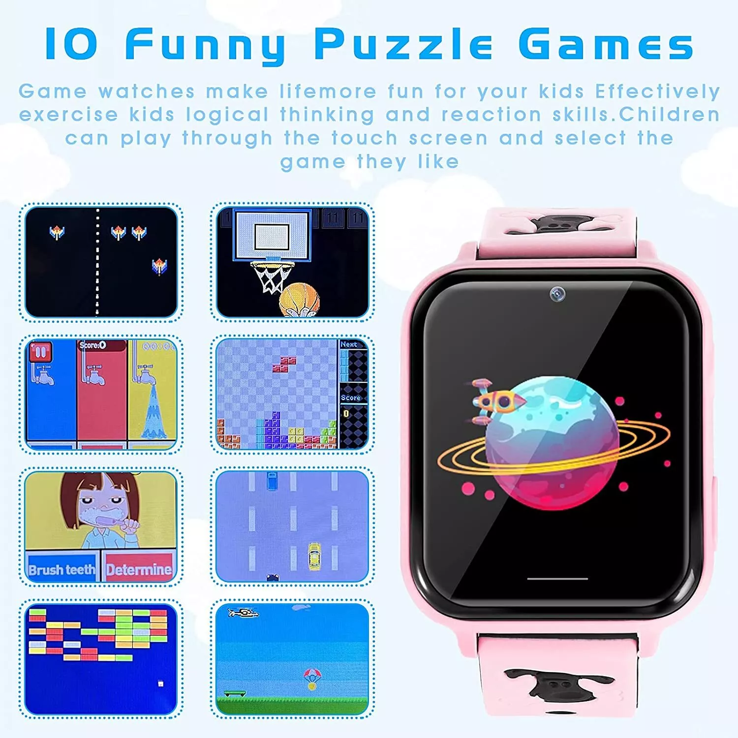 TOPCHANCES Smart Watch for Kids, Kids Smartwatch with Two-way Call 10 Games Camera Music Player SOS, Birthday Educational Gift for Age 3-14 Boys Girls, Pink