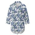 thumbnail image 4 of Xoenoiee Tropical Palm Tree Print Bathing Suit Cover Up for Women V Neck Button Down Swimsuit Coverup Long Sleeve Beach Dress Shirt Casual Blouse Top, XL, 4 of 7