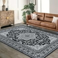 thumbnail image 2 of Yesurprise 1150Gsm 100% Polyester Area Rugs - 2x6ft (61x183cm) - 350Gsm Velvet Weight - Pearl Velvet Washed - Back Folding Simulation Printed Carpet - Xm-Persia Bieyi Kuilong - Black tone, 2 of 8