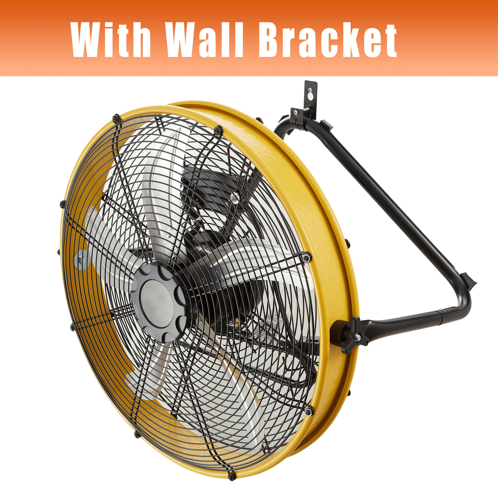 20" High Velocity Industrial Drum Fan, 6300 CFM 3-Speed, 180° Tilting Head, Heavy-Duty Metal Construction with Aluminum Blades, Built-in Cord Storage, for Commercial & Industrial Use