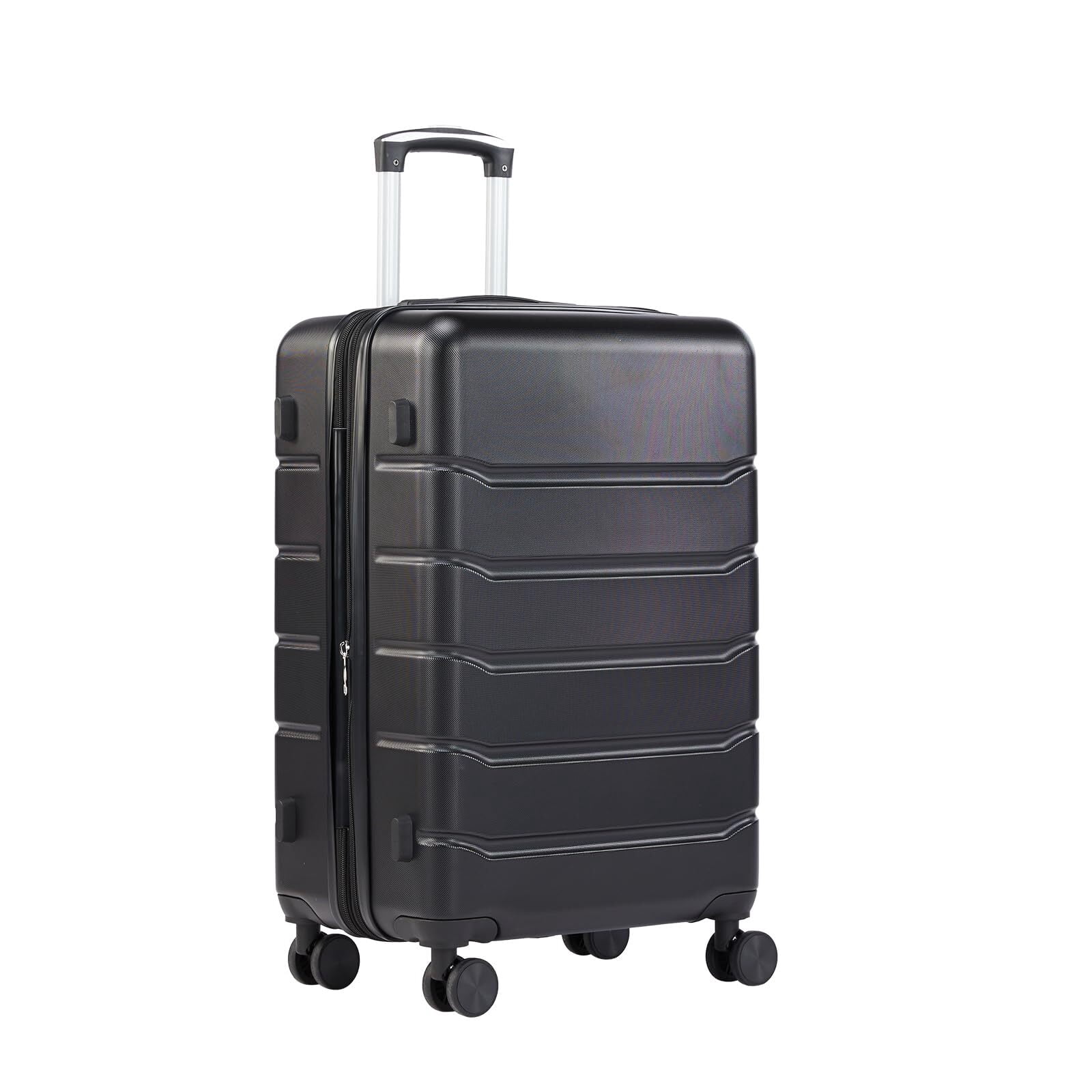 Kelno Carry On Luggage with Spinner Wheels ABS Hard Shell Suitcase Expandable Rolling Luggage with TSA Lock, Black