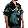 thumbnail image 2 of Virgo Constellation Men's Short Sleeve Hawaiian Shirt Button Down Poplin Beach Casual Printed Unisex Summer Tops, 2 of 6