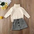 thumbnail image 2 of ZAXARRA Vêtements pour Enfants, Chandail à Col Roulé + Jupe Courte à Boutons à Carreaux, 2 of 6