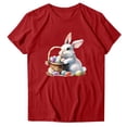 thumbnail image 3 of VBTAPA Easter Shirts for Women Cute Funny Bunny with Glasses Novelty Graphic Short Sleeve T Shirt Casual Loose Easter Day Tee Lightning Sales Today Red S, 3 of 4