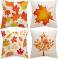 thumbnail image 1 of Housses d'Oreiller d'Automne 18x18 Pouces Ensemble de 4 Citrouilles de Récolte Feuilles Automne Vacances Rustique Lin Taie d'Oreiller Décorations de Ferme L'action de Grâce Décor d'Automne pour Canapé Canapé Intérieur Extérieur, 1 of 5
