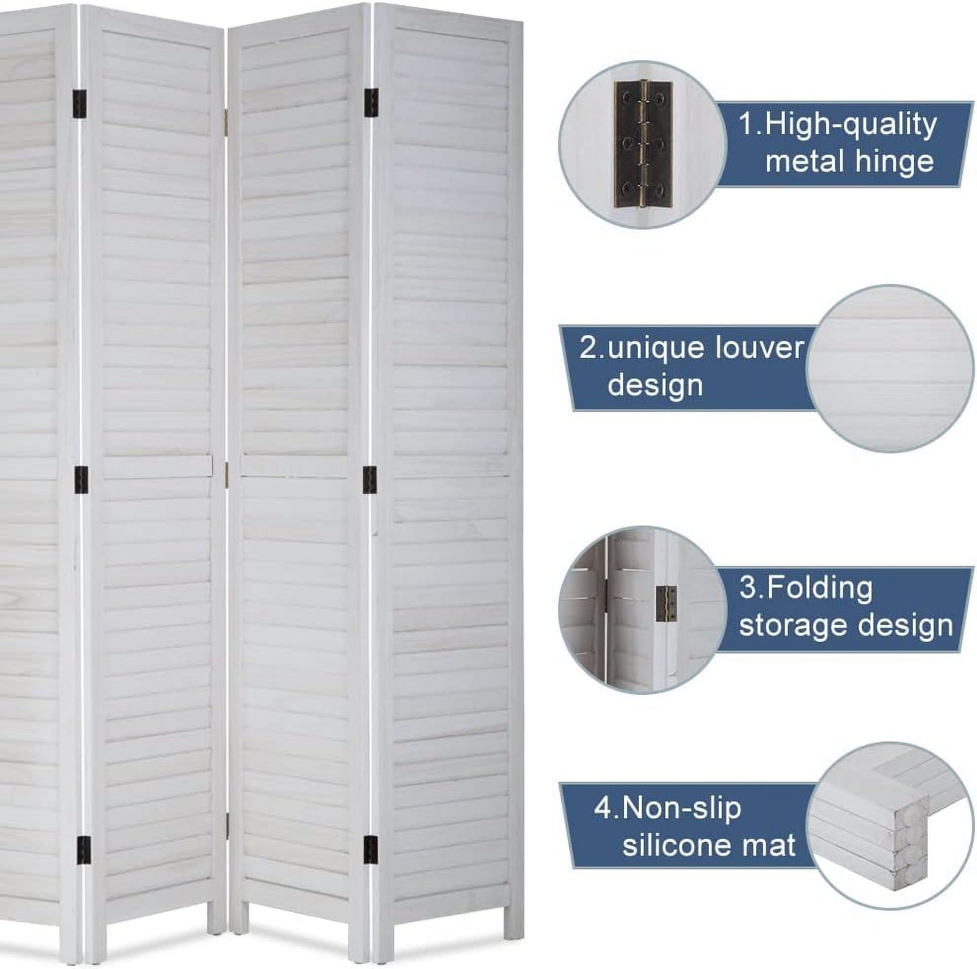 Dkelincs 4 Panel Wood Room Divider 68.9" x 15.7" Folding Privacy Screen Wall Divider for Home Office Bedroom,
