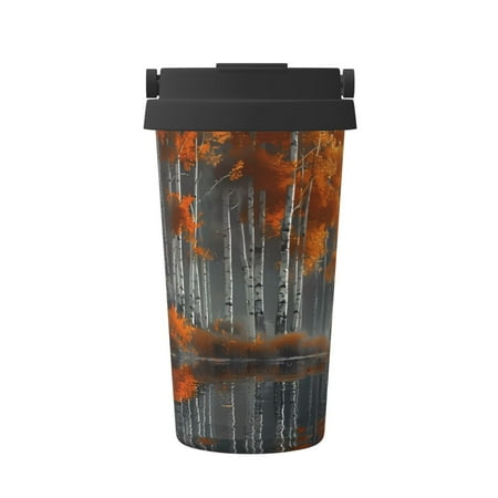 

Matuu White Horse Autumn Birch for Insulated Coffee Mug Reusable Travel Coffee Cup Spill Proof 16oz Stainless Steel Coffee Cups for Hot/Ice Coffee Tea
