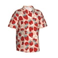 thumbnail image 3 of Xecao Red Strawberry print Hawaiian shirt - a stylish short-sleeve button-down for men, perfect for casual beach and tropical outings., 3 of 9