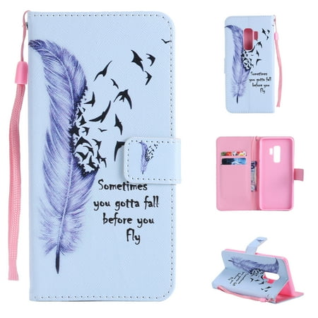 - Galaxy S9+ Plus Case, Galaxy S9+ Plus Cover, Allytech Colorful Pattern PU Leather Folio Stand Cases and Covers Wallet Function Shell for Samsung Galaxy S9+ Plus Phone, Feather