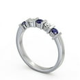 thumbnail image 2 of 0.50 Ct Sparkle Round Cut Natural Diamond Blue Sapphire Half Eternity Band for Engagement 14K White Gold Size 4, 2 of 7