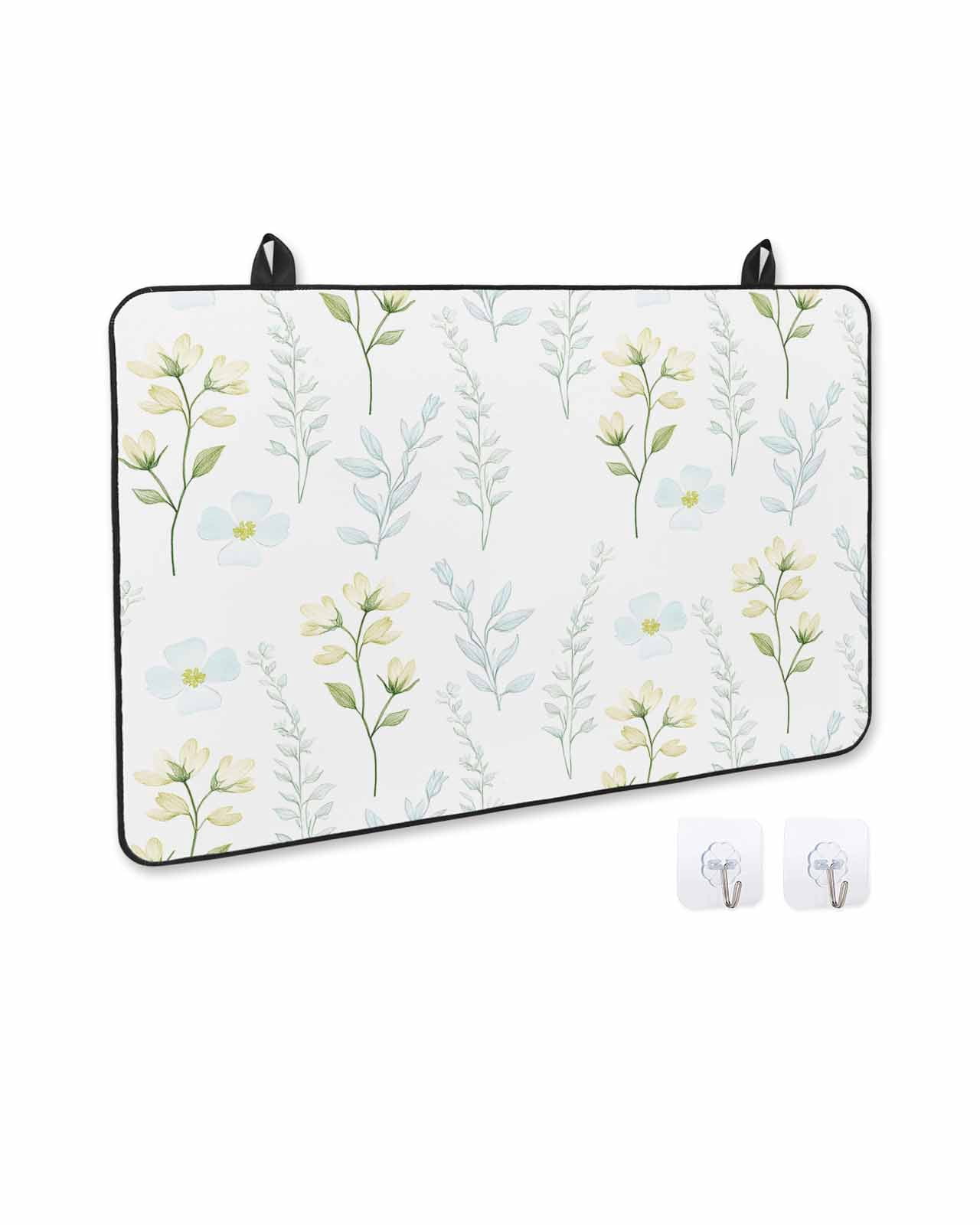 nqOlkjepod Large Induction Cooktop Protector Mat 36"x21", Summer Yellow Floral Stove Top Covers for Electric Stove, Botanical Flowers Garden Decorative Stove Burner Cover Mats, Glass Top Stove Cover