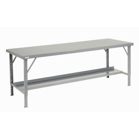 Global Industrial 606765 120 x 48 in. Heavy-Duty Extra Long Folding Assembly Workbench - Gray